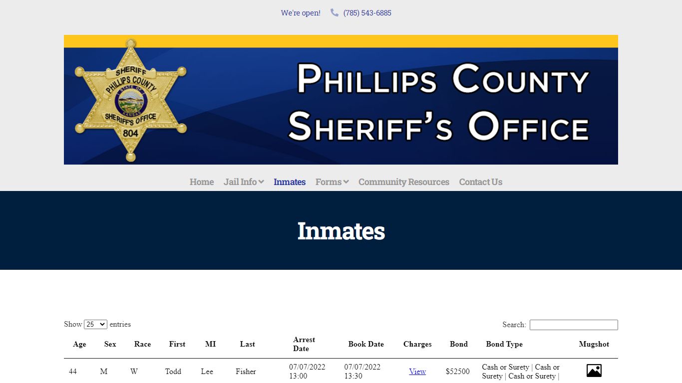 Inmates — Phillips County KS Sheriff's Office