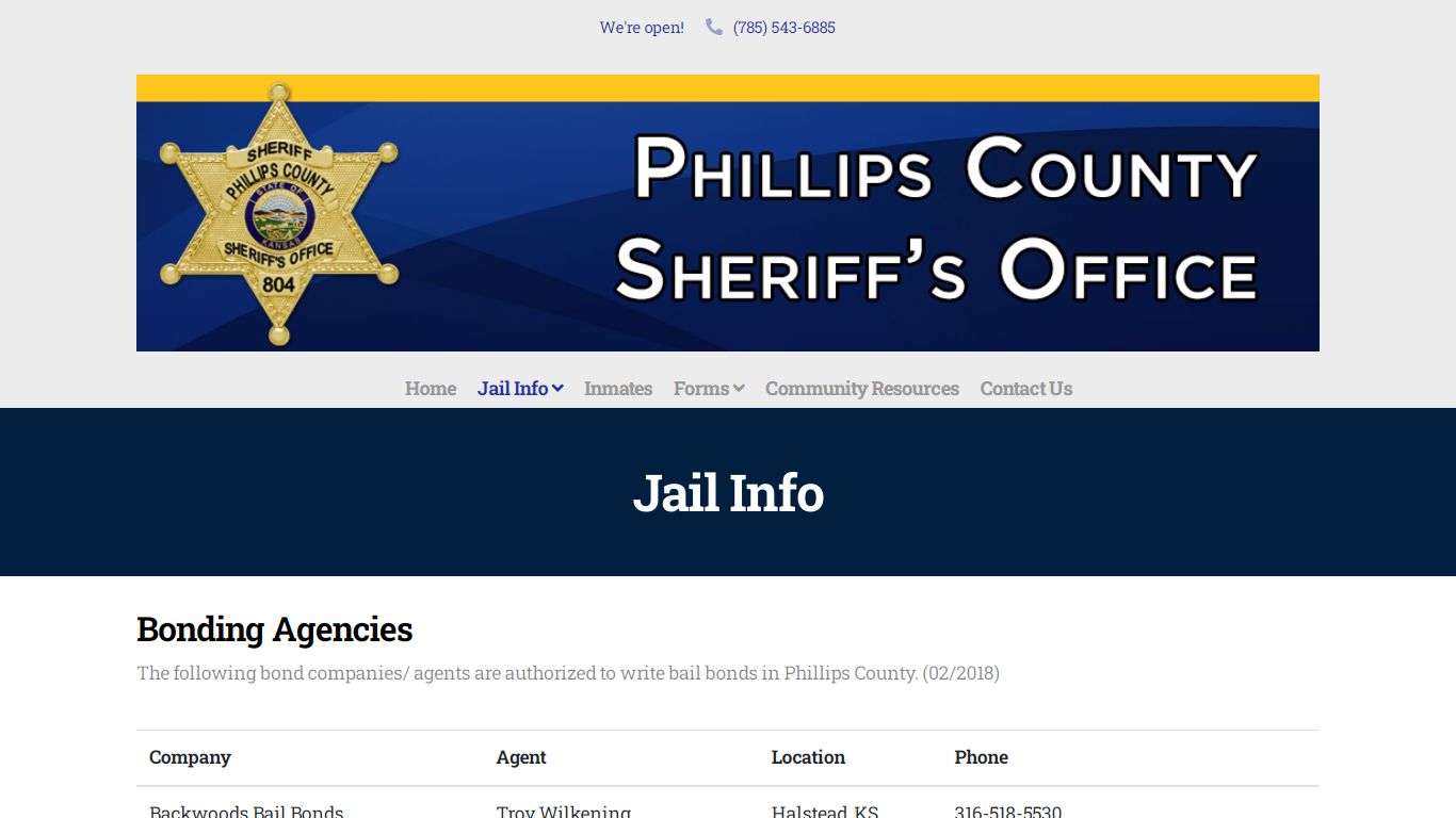 Jail Info — Phillips County KS Sheriff's Office