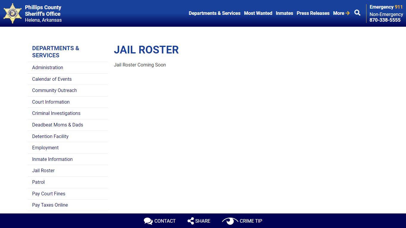 Jail Roster | Phillips County Sheriff's Office